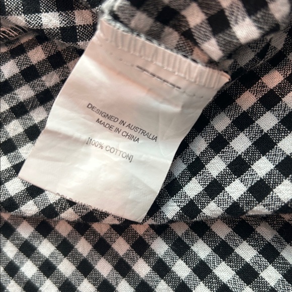 Petal + Pup Black White Gingham Dress Short Sleeves Ruffle 100% Cotton Size 10 - Picture 6 of 7